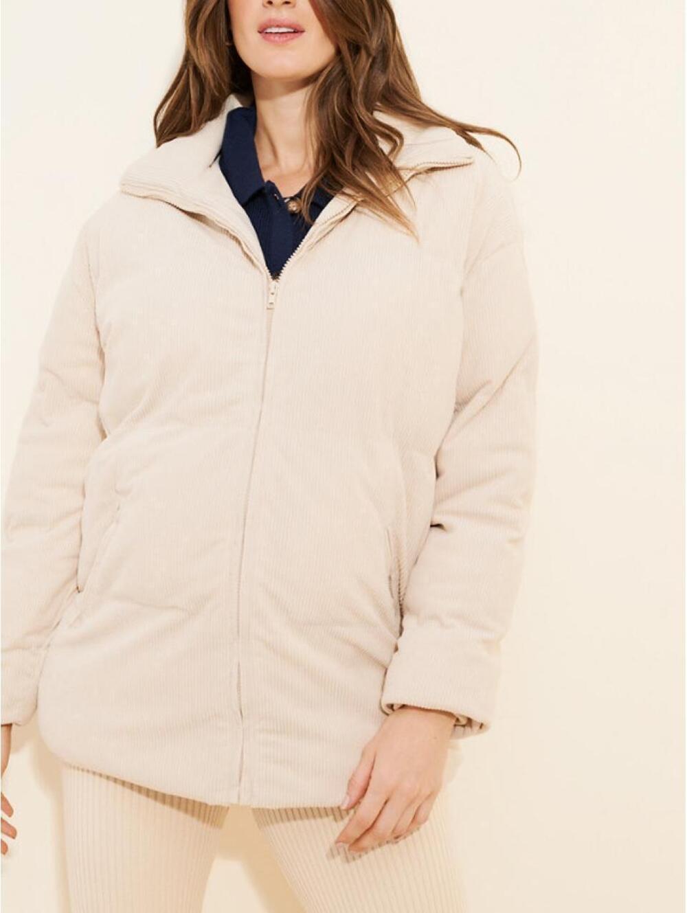 Dot + Lu Maternity Corduroy Puffer Jacket